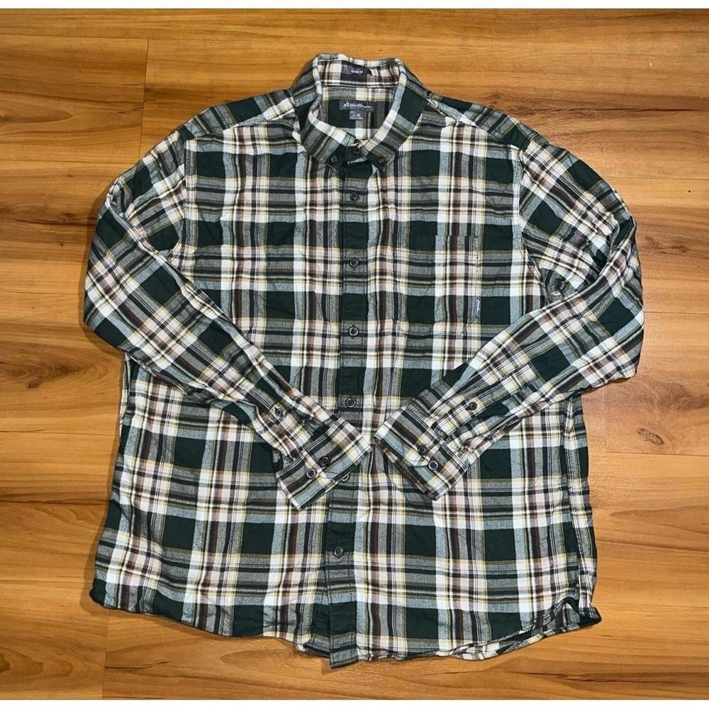 Mens Eddie Bauer Classic Fit Flannel Plaid Button Down Shirt